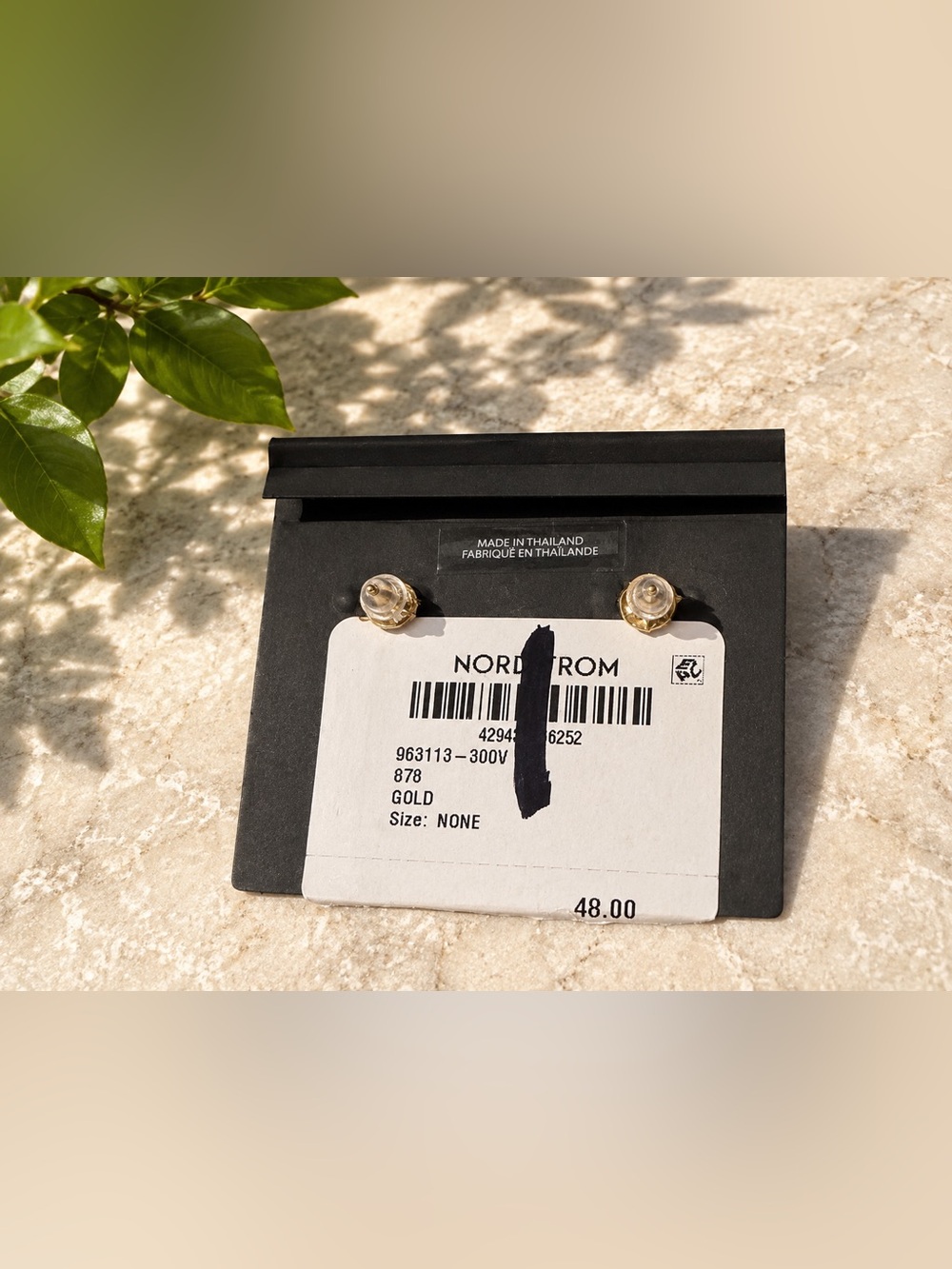 Nordstrom Gold-Plated Sterling Silver Stud Earrings - Picture 2 of 2